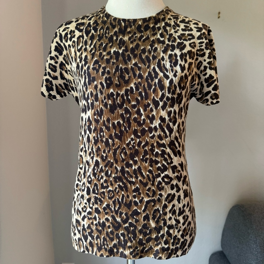 Dolce & Gabbana Cashmere Leopard Short Sleeve Sweater
